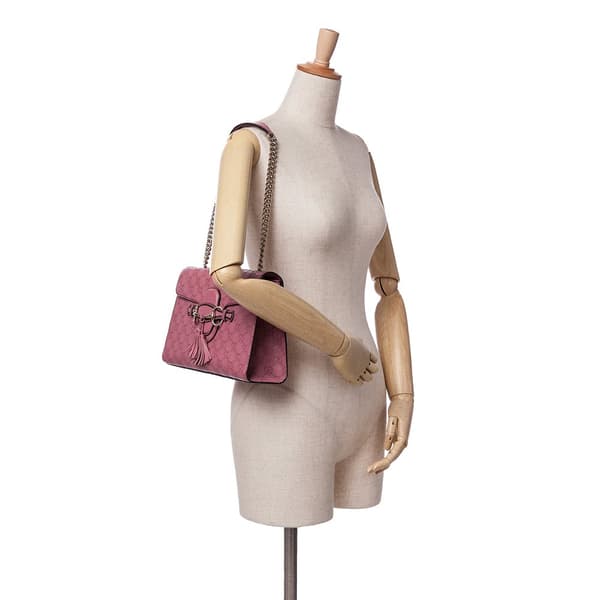 Pre-owned Gucci Medium Guccissima Emily Shoulder Bag Pink