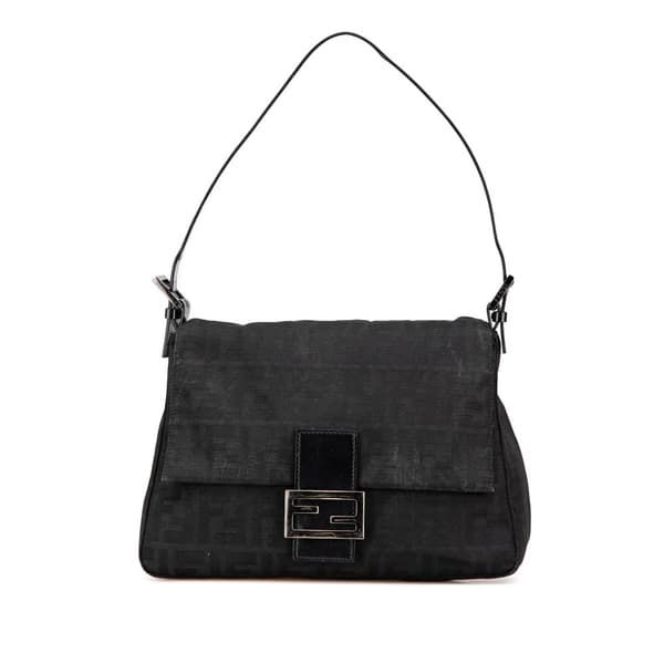 Pre-owned Fendi Zucca Canvas Mamma Forever Black