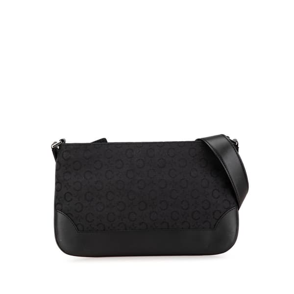 Pre-owned Celine C Macadam Canvas Shoulder Bag Black