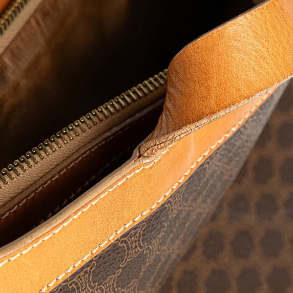 Pre-owned Celine Macadam Coated Canvas Shoulder Bag Brown