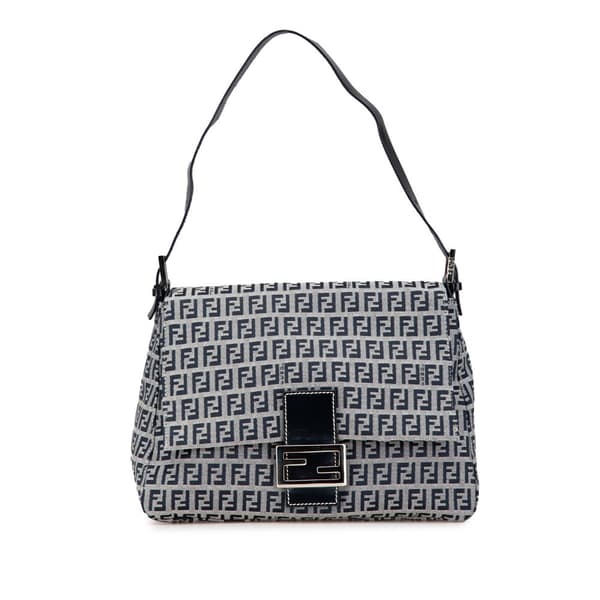 Pre-owned Fendi Zucchino Canvas Mamma Forever Gray