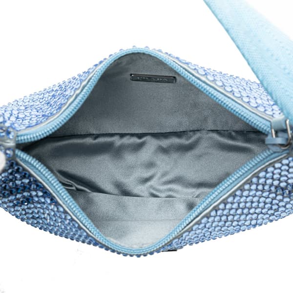 Pre-owned Prada Mini Satin Crystal Re-Edition 2000 Shoulder Bag Blue