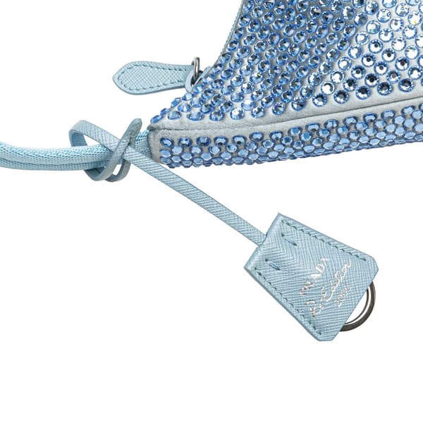Pre-owned Prada Mini Satin Crystal Re-Edition 2000 Shoulder Bag Blue