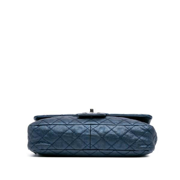 Pre-owned Chanel Jumbo Iridescent Quilted Caviar Easy Flap Blue