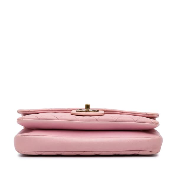 Pre-owned Chanel Quilted Calfskin CC Crown Flap Pink