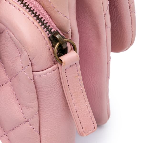 Pre-owned Chanel Quilted Calfskin CC Crown Flap Pink