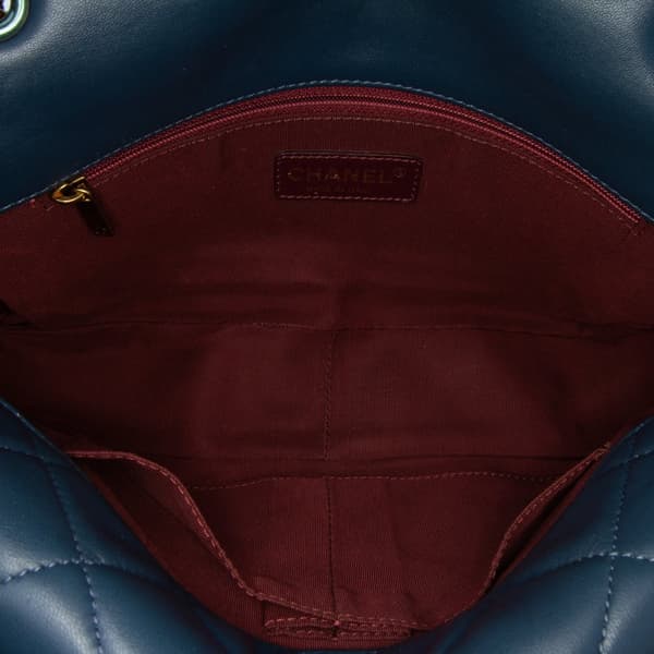 Pre-owned Chanel CC Tricolor Quilted Lambskin Double Flap Blue