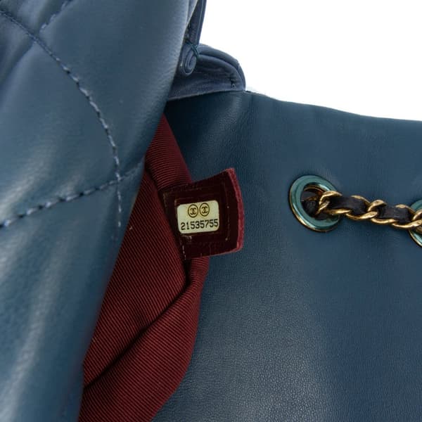 Pre-owned Chanel CC Tricolor Quilted Lambskin Double Flap Blue