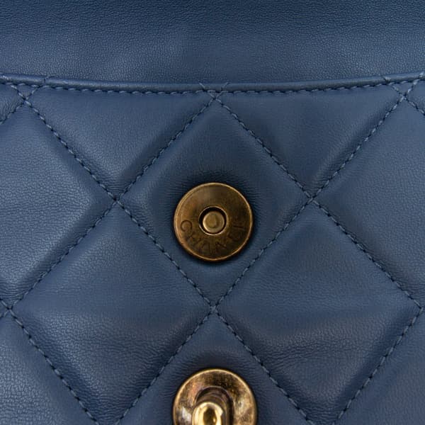 Pre-owned Chanel CC Tricolor Quilted Lambskin Double Flap Blue