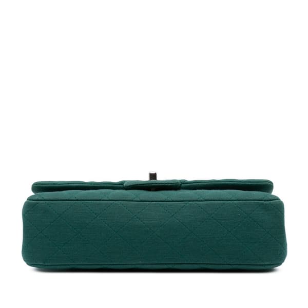 Pre-owned Chanel Medium Classic Jersey Double Flap Green