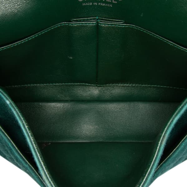 Pre-owned Chanel Medium Classic Jersey Double Flap Green