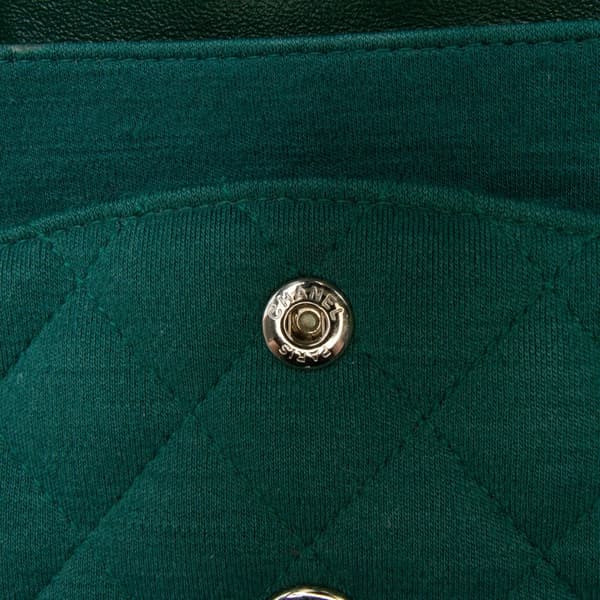 Pre-owned Chanel Medium Classic Jersey Double Flap Green