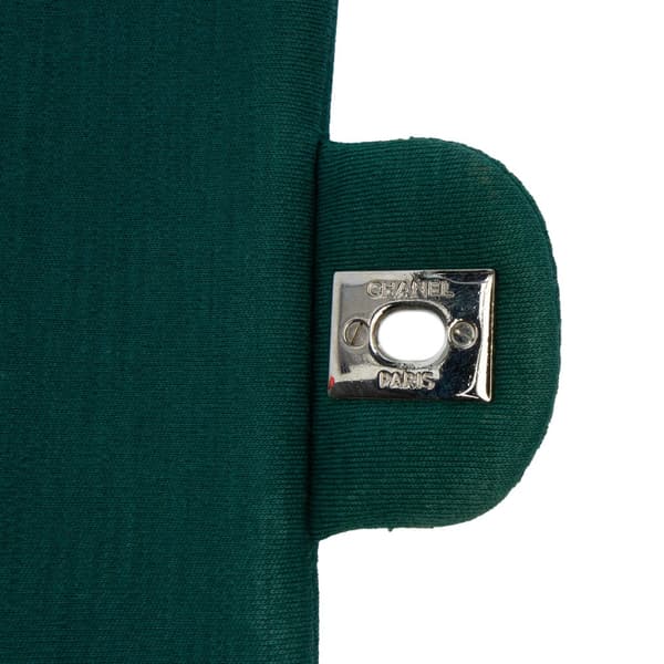 Pre-owned Chanel Medium Classic Jersey Double Flap Green