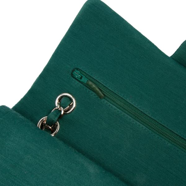 Pre-owned Chanel Medium Classic Jersey Double Flap Green