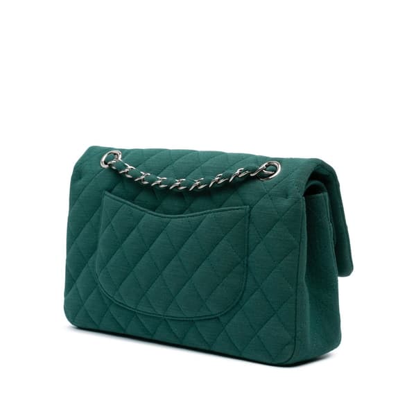 Pre-owned Chanel Medium Classic Jersey Double Flap Green