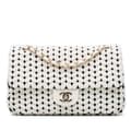 Miniatyrbillede 1 af 10: Pre-owned Chanel Medium Calfskin and Wool Knit Single Flap White