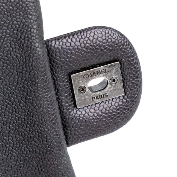 Pre-owned Chanel Jumbo Quilted Caviar Easy Flap Bag Purple