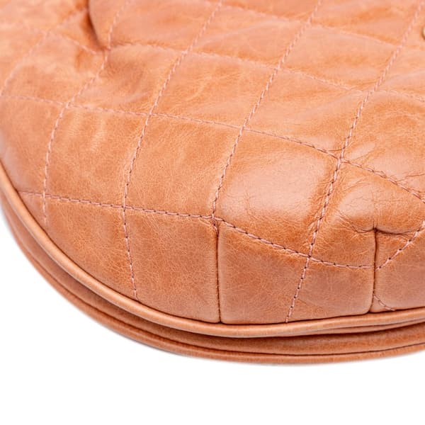 Pre-owned Chanel Medium Aged Calfskin Bubble CC Flap Brown