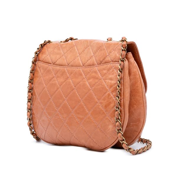 Pre-owned Chanel Medium Aged Calfskin Bubble CC Flap Brown