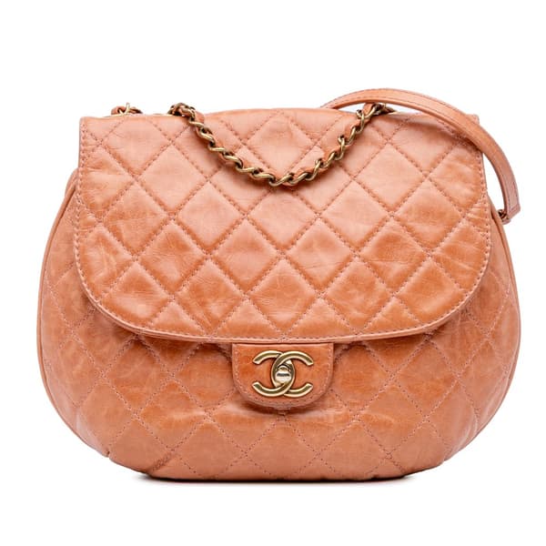Pre-owned Chanel Medium Aged Calfskin Bubble CC Flap Brown