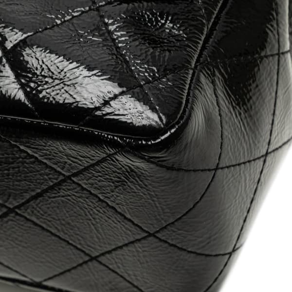 Pre-owned Chanel Jumbo Classic Crinkled Patent Single Flap Black