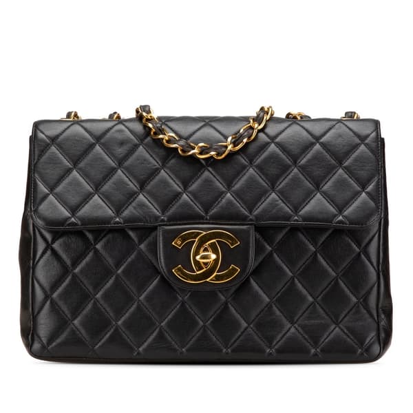 Pre-owned Chanel Jumbo XL Classic Lambskin Single Flap Black