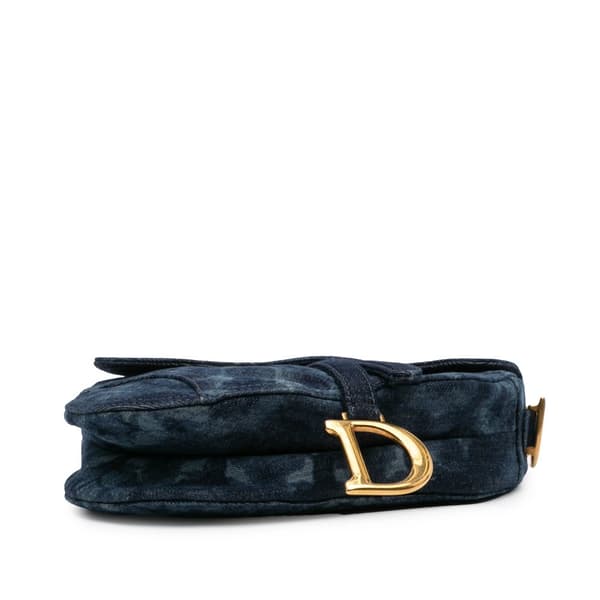 Pre-owned Dior Denim Tie Dye Saddle Bag Blue