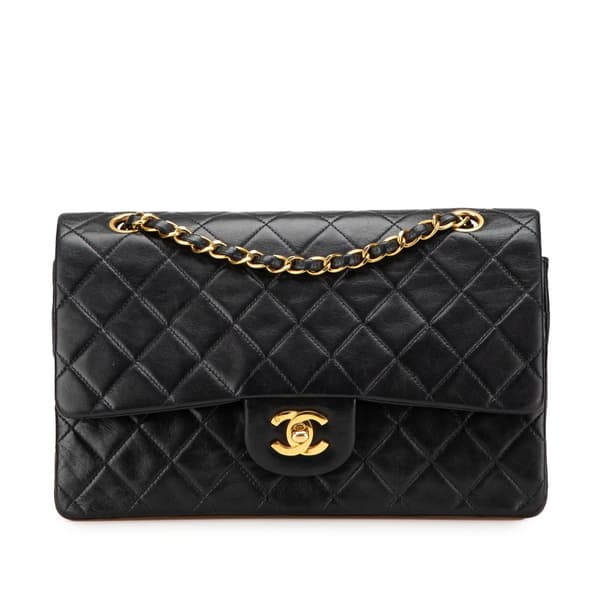 Pre-owned Chanel Medium Classic Lambskin Double Flap Black