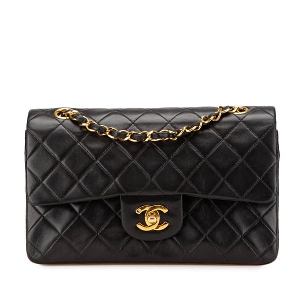 Pre-owned Chanel Small Classic Lambskin Double Flap Black