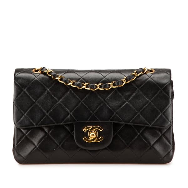 Pre-owned Chanel Small Classic Lambskin Double Flap Black