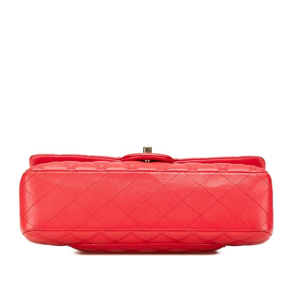 Pre-owned Chanel Medium Classic Caviar Double Flap Red