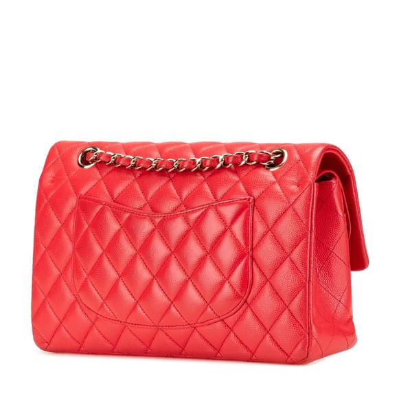 Pre-owned Chanel Medium Classic Caviar Double Flap Red