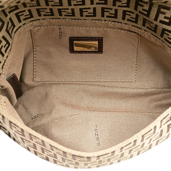 Pre-owned Fendi Zucchino Canvas Shoulder Bag Brown