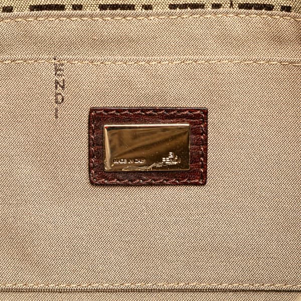 Pre-owned Fendi Zucchino Canvas Shoulder Bag Brown