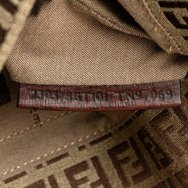 Pre-owned Fendi Zucchino Canvas Shoulder Bag Brown