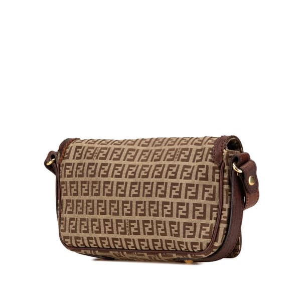 Pre-owned Fendi Zucchino Canvas Shoulder Bag Brown