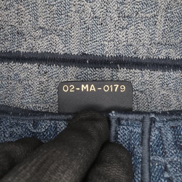 Pre-owned Dior Oblique Embroidered Denim Saddle Bag Blue