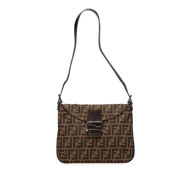 Pre-owned Fendi Zucca Canvas Shoulder Bag Brown