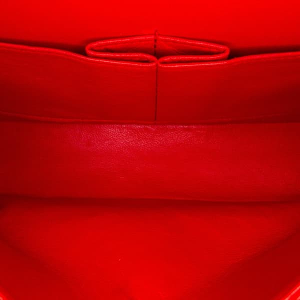 Pre-owned Chanel Medium Classic Perforated Lambskin Double Flap Red