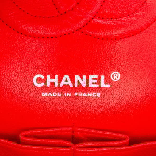 Pre-owned Chanel Medium Classic Perforated Lambskin Double Flap Red