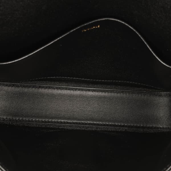 Pre-owned Celine Shiny Calfskin Triomphe Claude Shoulder Bag Black