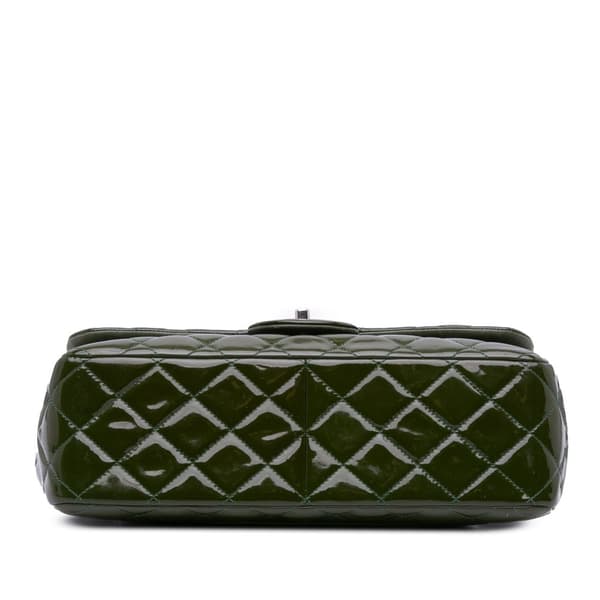 Pre-owned Chanel Jumbo Classic Patent Double Flap Green