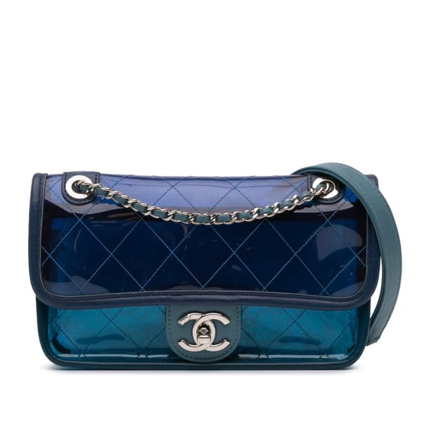 Pre-owned Chanel Small PVC and Lambskin Coco Splash Flap Blue