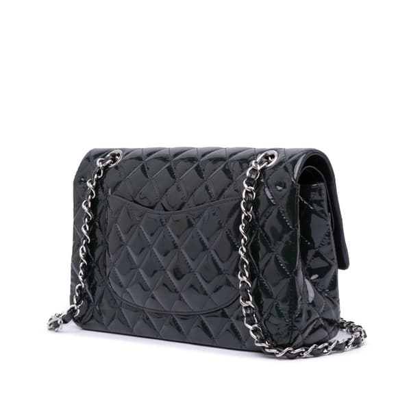 Pre-owned Chanel Medium Classic Patent Double Flap Blue