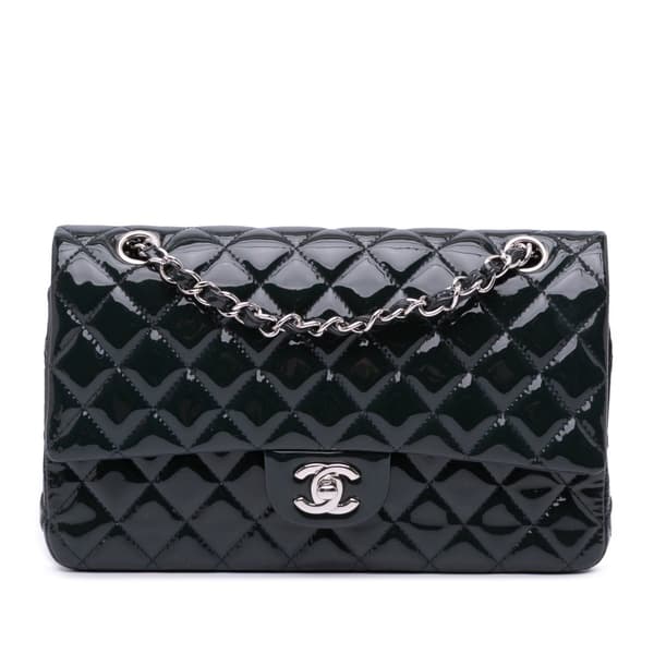 Pre-owned Chanel Medium Classic Patent Double Flap Blue