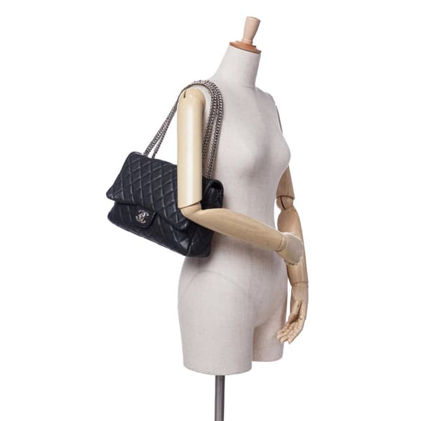 Pre-owned Chanel Jumbo Classic Lambskin Bijoux Chain Single Flap Black
