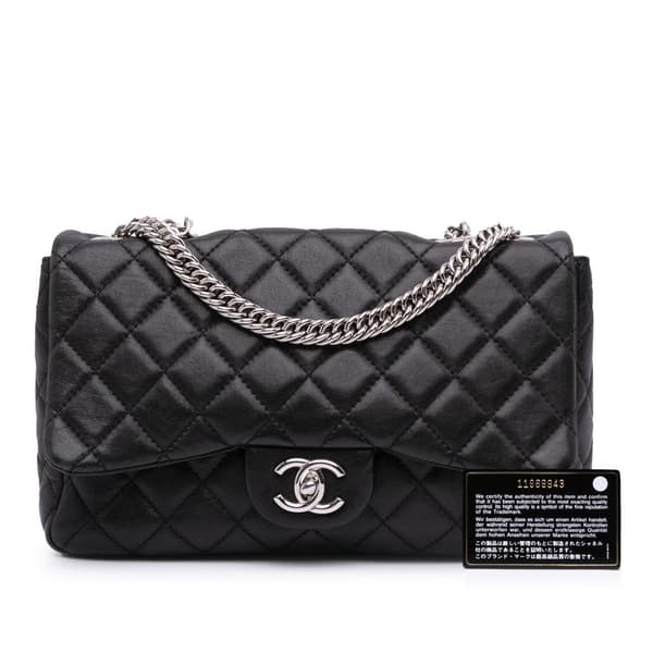 Pre-owned Chanel Jumbo Classic Lambskin Bijoux Chain Single Flap Black