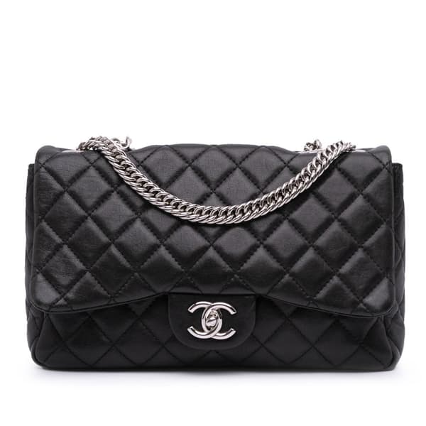 Pre-owned Chanel Jumbo Classic Lambskin Bijoux Chain Single Flap Black