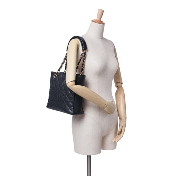 Pre-owned Chanel Petite Caviar Shopping Tote Black