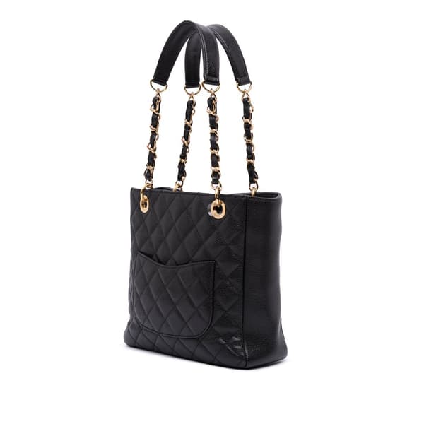 Pre-owned Chanel Petite Caviar Shopping Tote Black